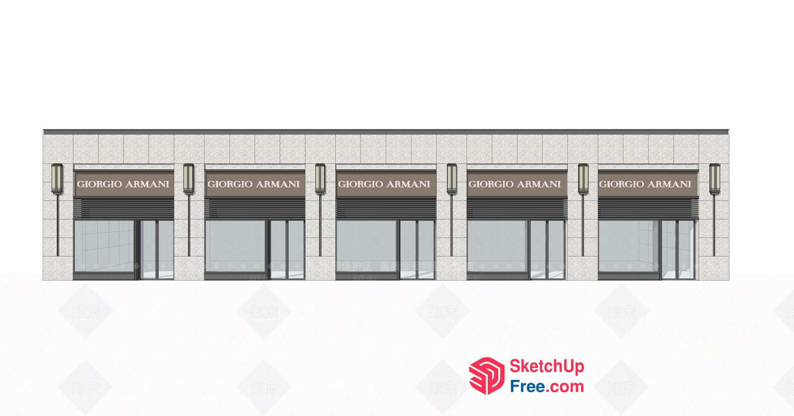 Modern Italian-Inspired Retail Facade 3D SketchUp File