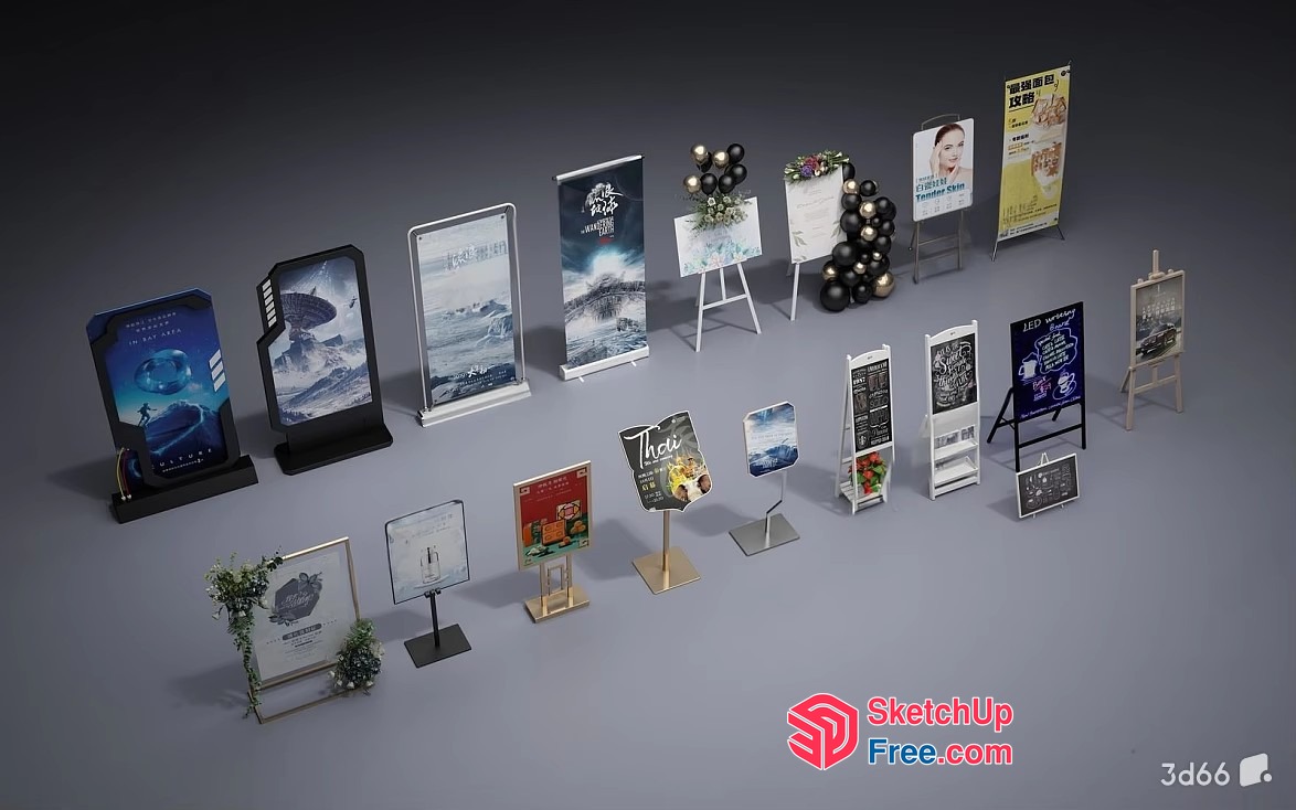 Display Stands And Posters 3D SketchUp File