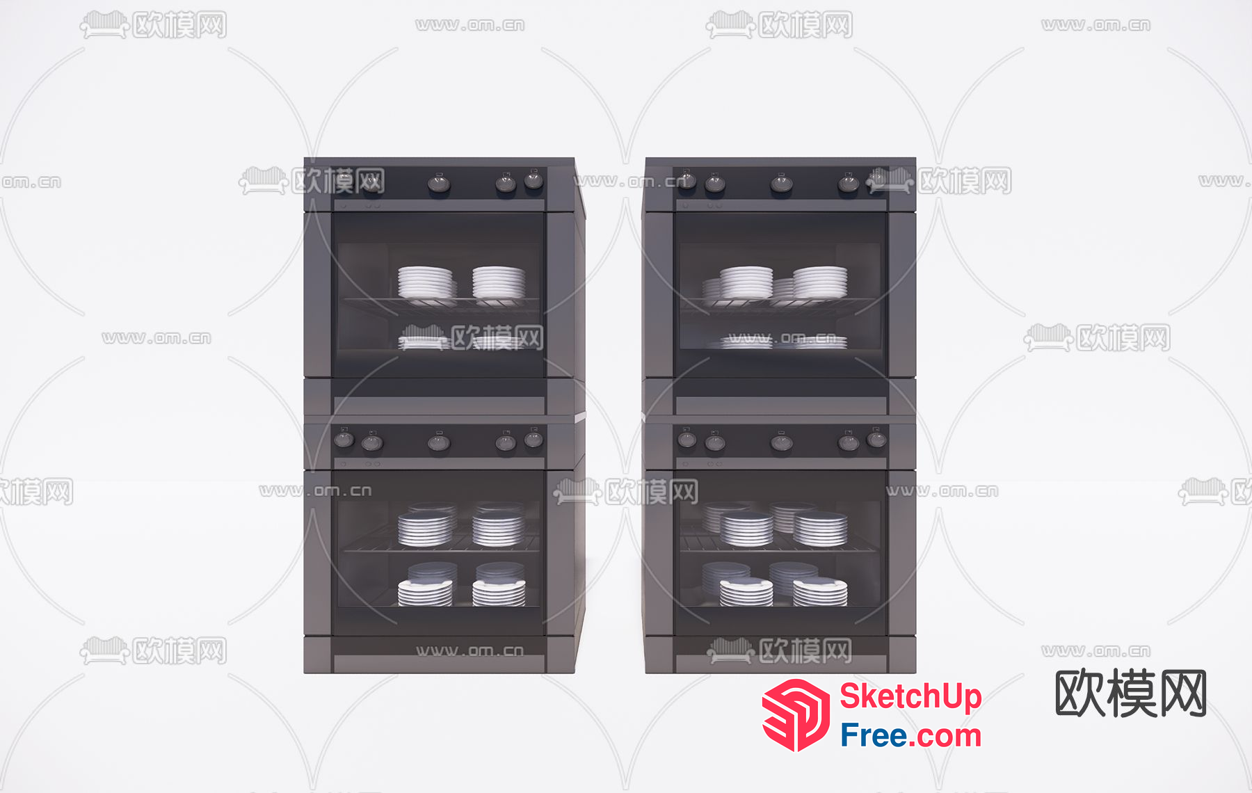 Modern Stacked Plate Storage Units 3D SketchUp File