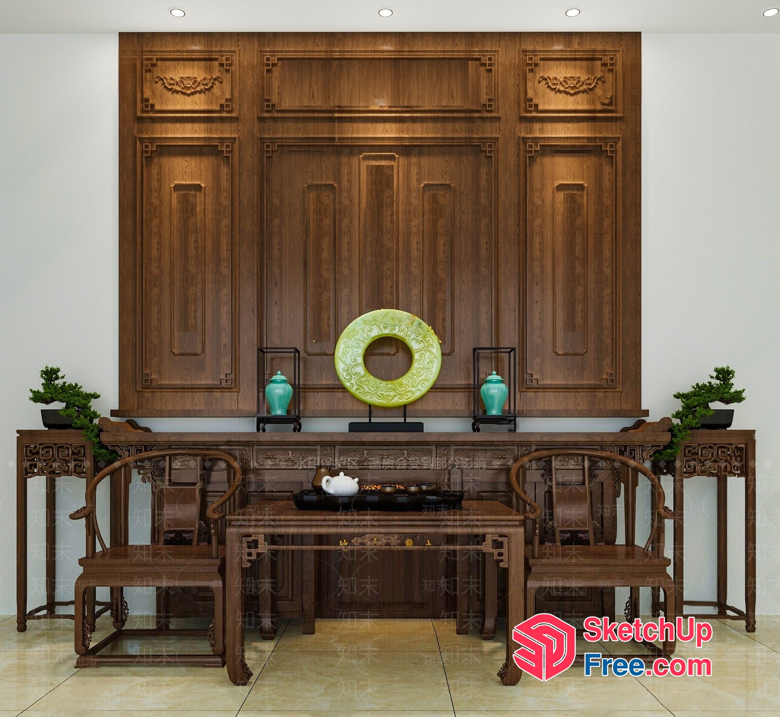 Traditional Asian-Style Interior Decor 3D SketchUp File