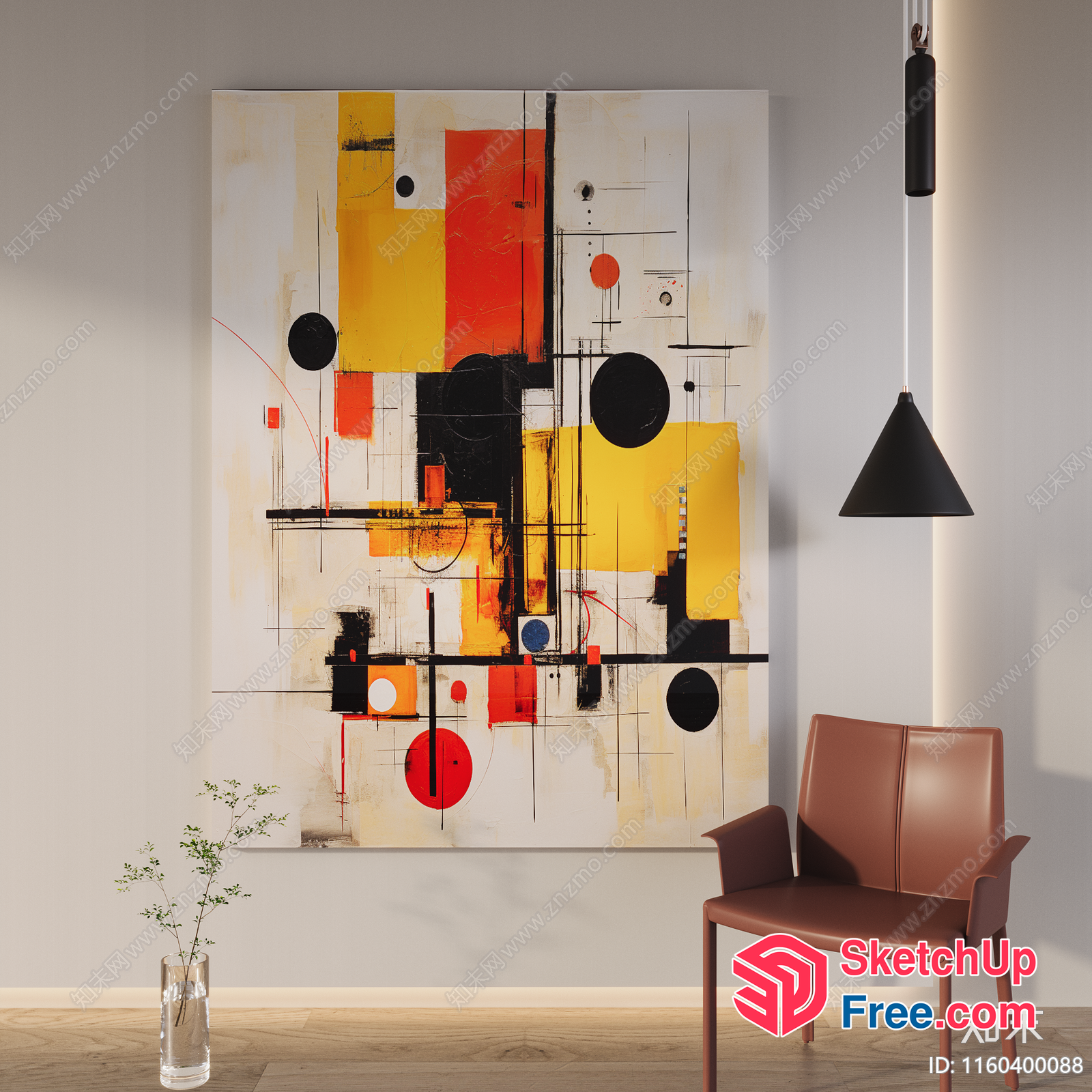 Abstract Artwork In Yellow, Red, And Black 3D SketchUp File