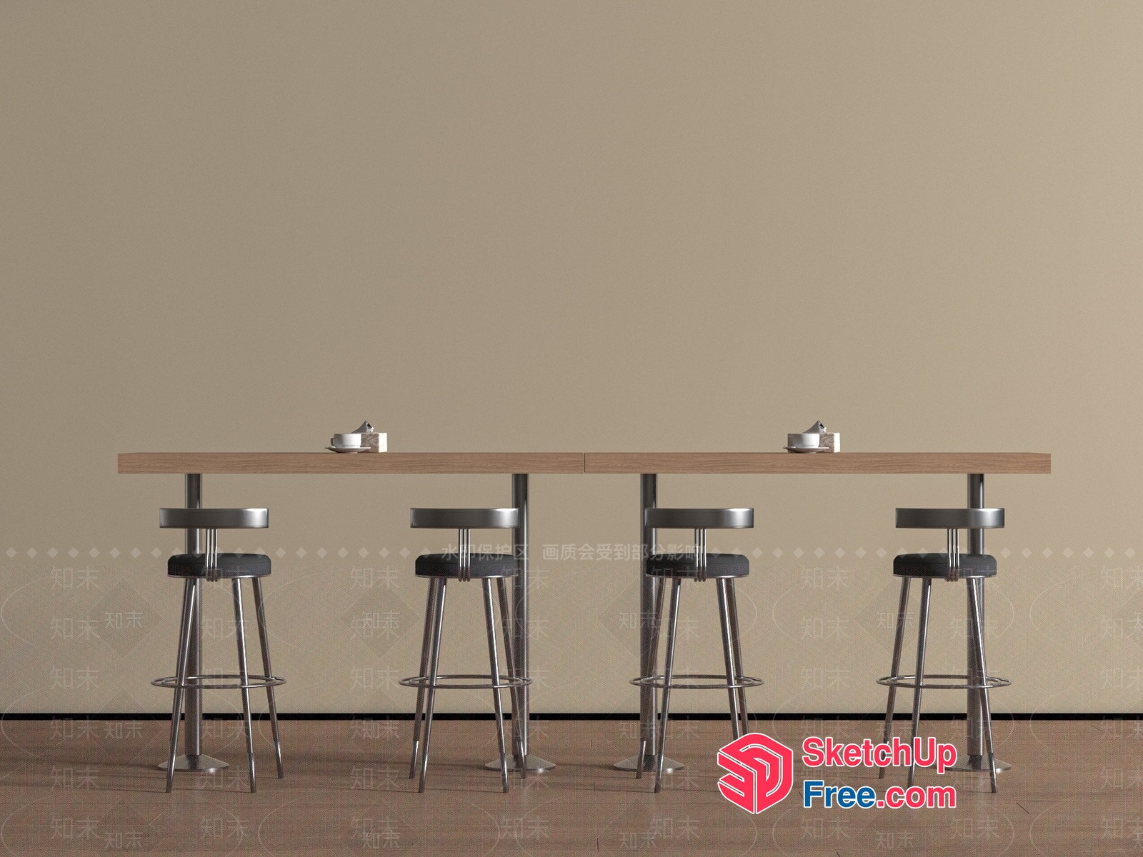 Modern Minimalist Stool And Table Set 3D SketchUp File
