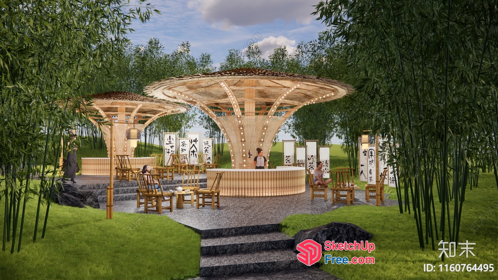 Japanese Style Pavilion With Bamboo And Natural Decor 3D SketchUp File