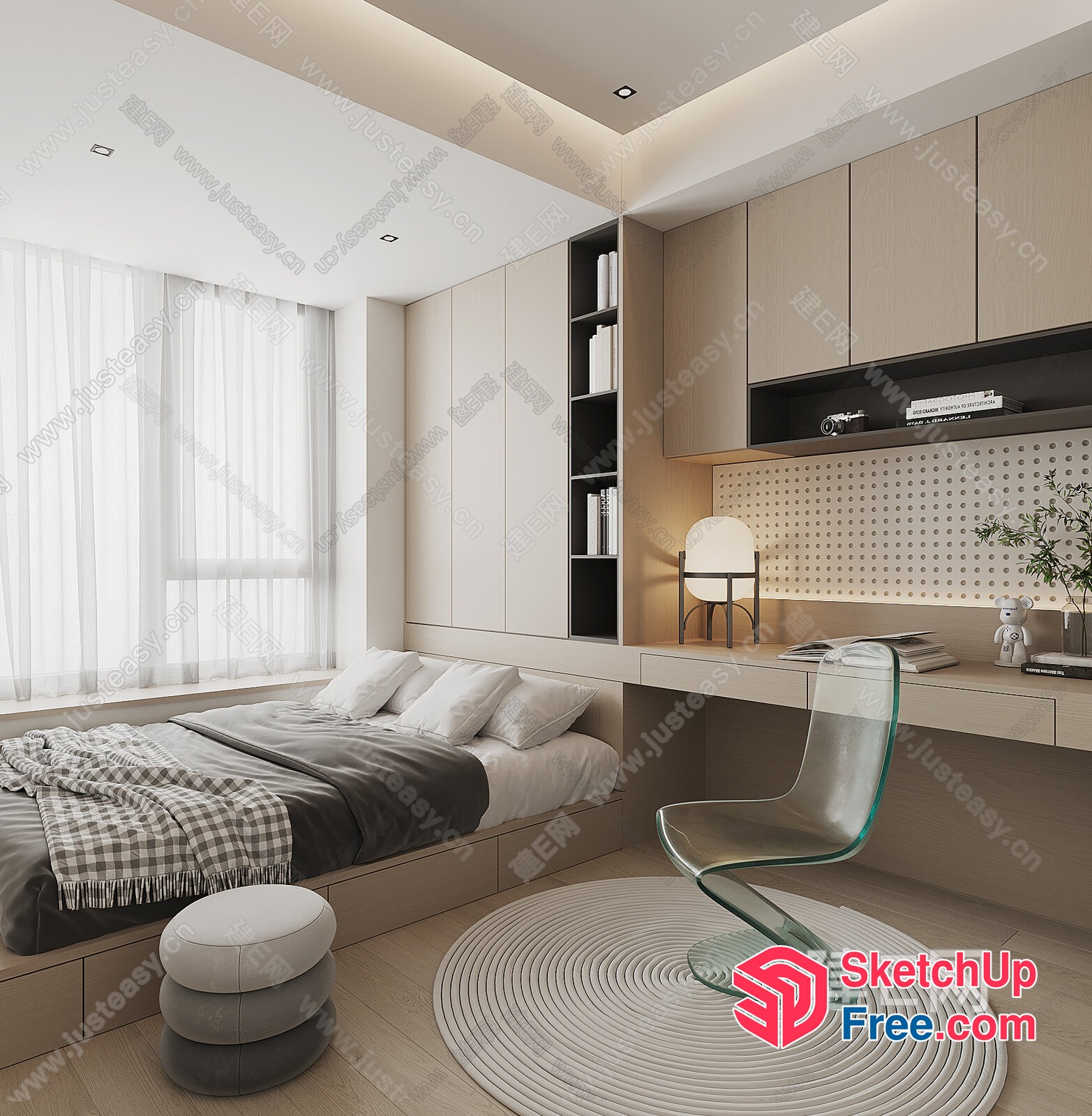 Minimalist Modern Bedroom Interior 3D SketchUp File
