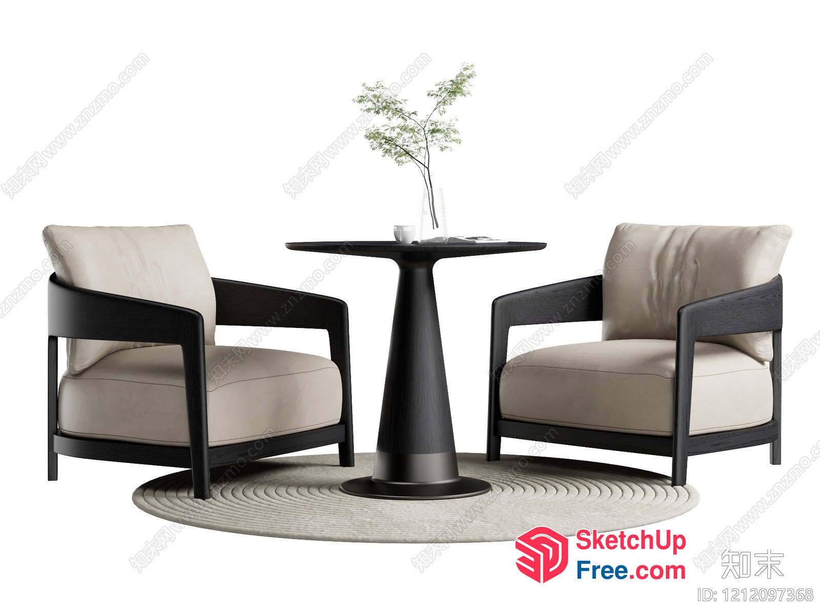 Modern Minimalist Chairs And Table Setting 3D SketchUp File
