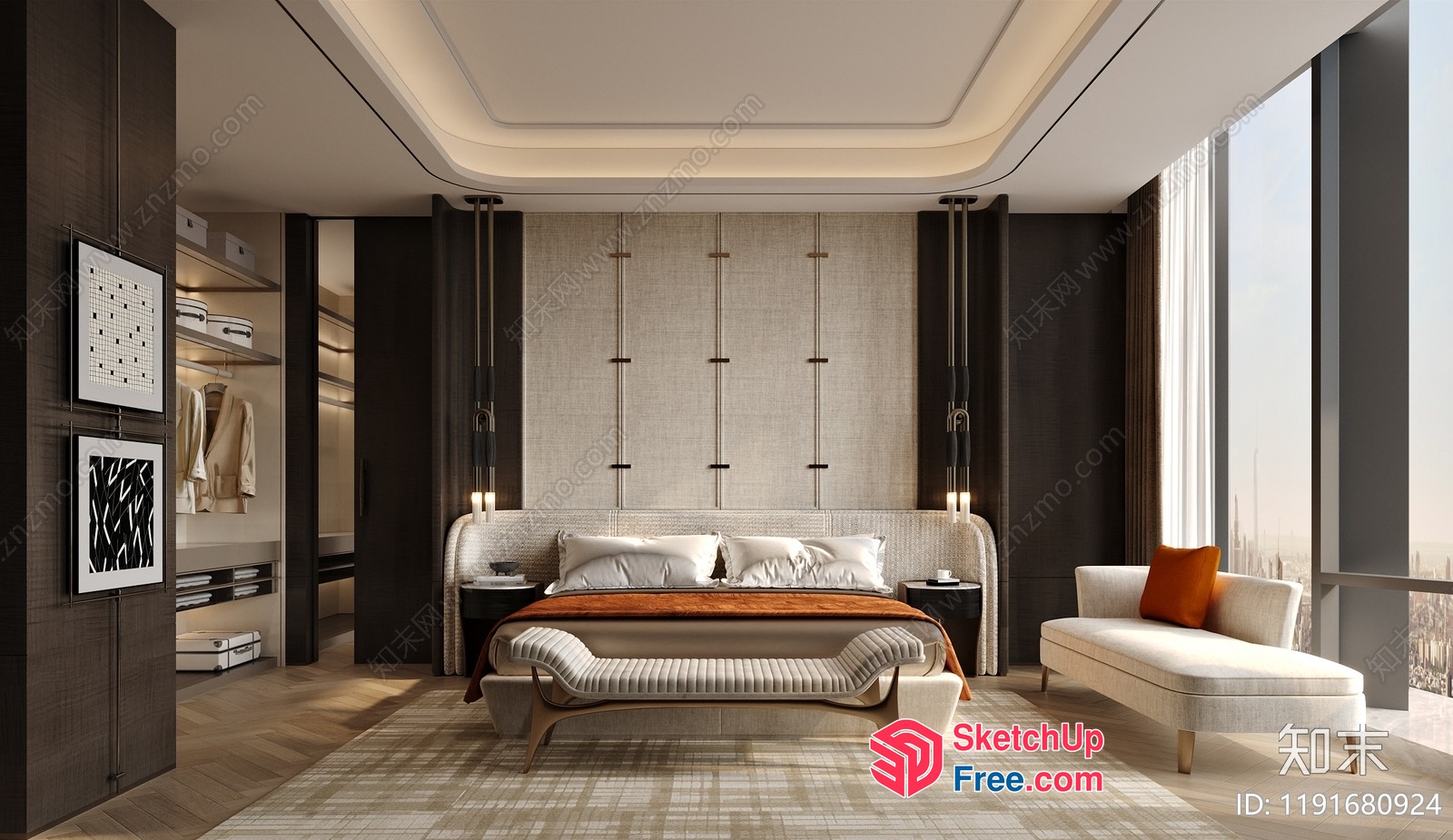 Modern Luxury Bedroom Interior 3D SketchUp File