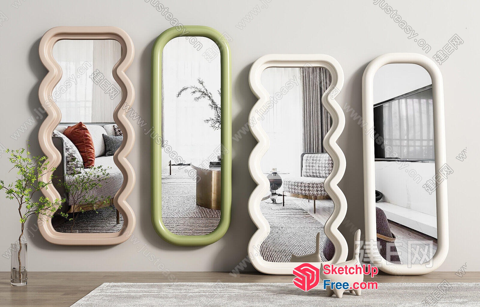 Elegant Modern Minimalist Decorative Mirror 3D SketchUp File