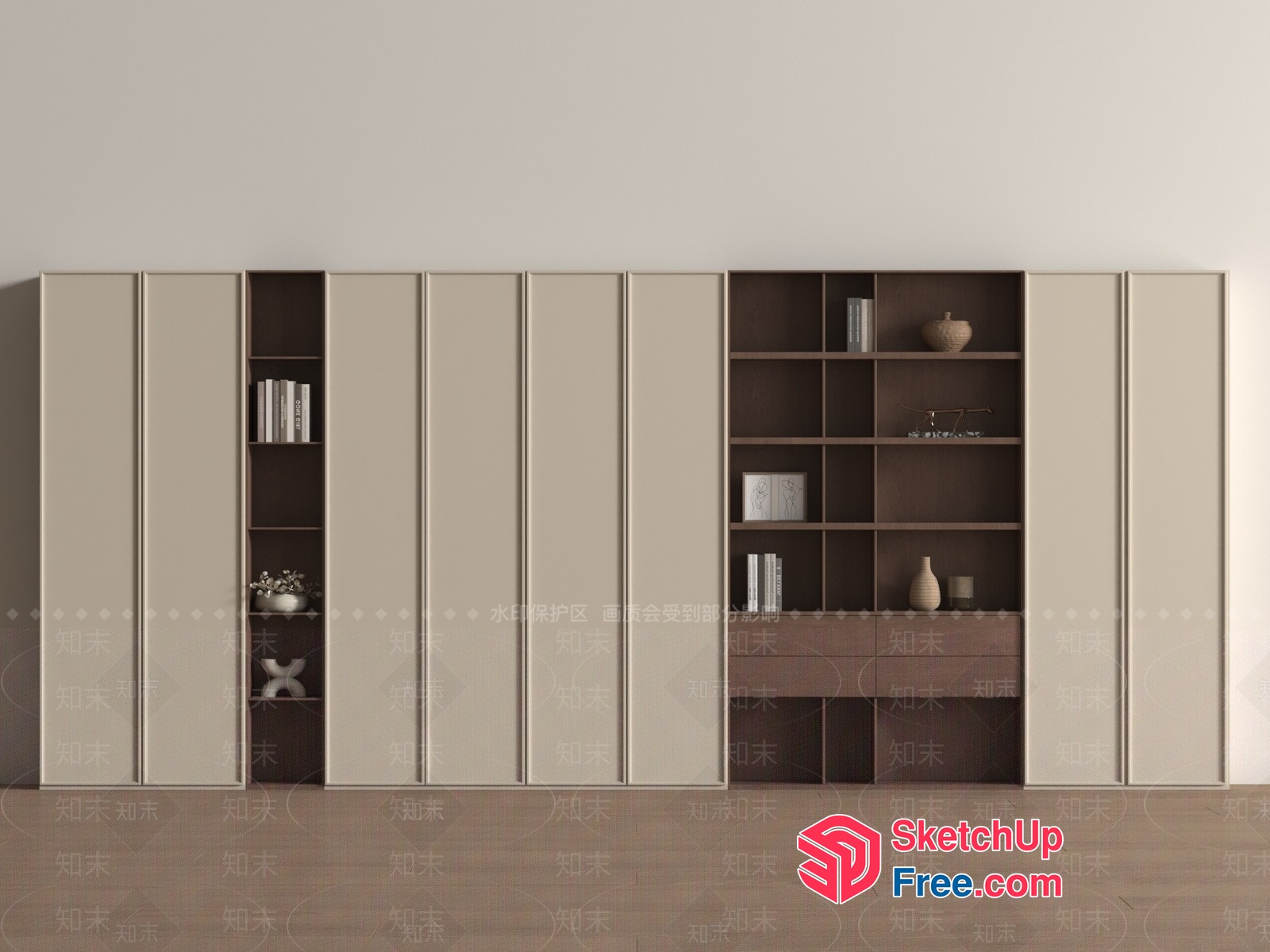 Modern Minimalist Bookcase And Shelving Unit 3D SketchUp File