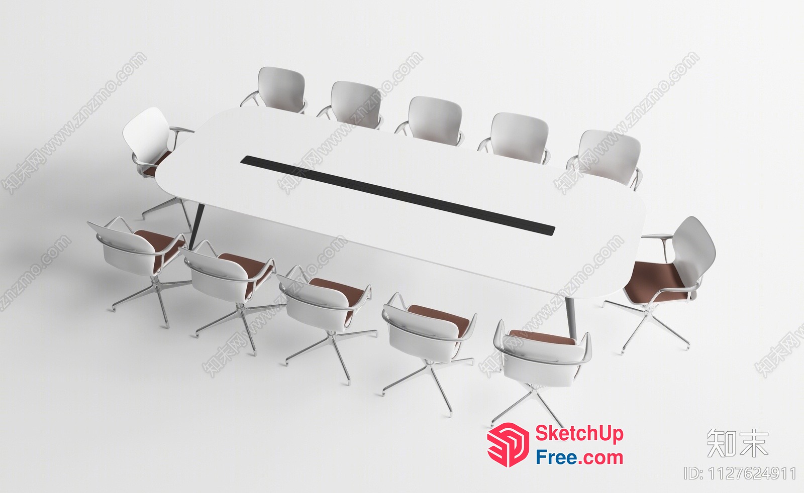 Modern White Conference Room With Minimalist Chairs 3D SketchUp File