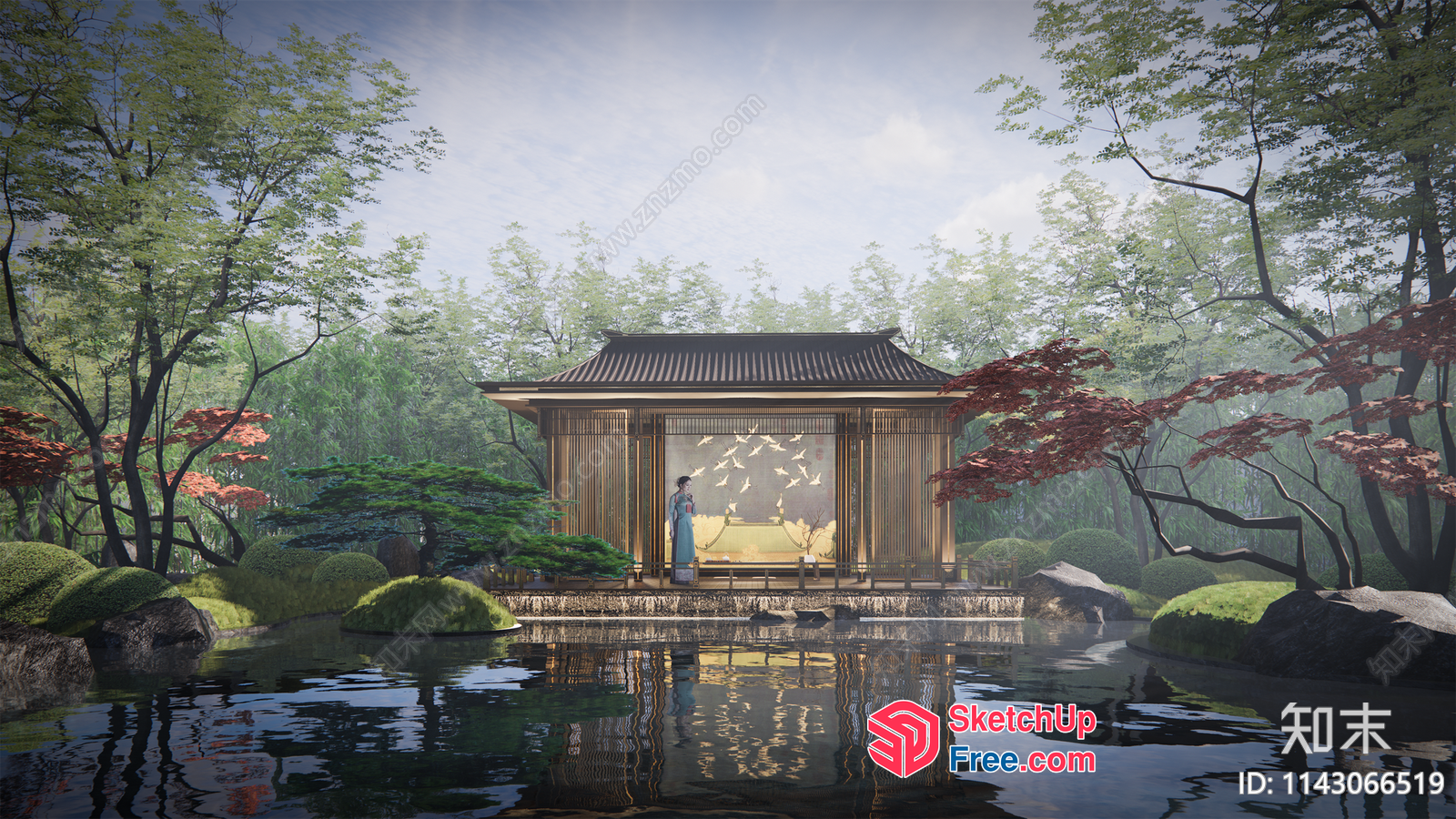 Serene Japanese-Inspired Garden Pavilion 3D SketchUp File
