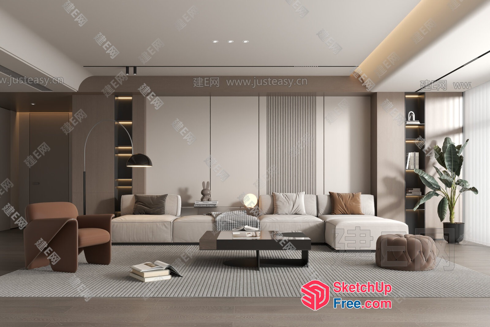 Minimalist Scandinavian Living Room With Light And Airy Decor 3D SketchUp File