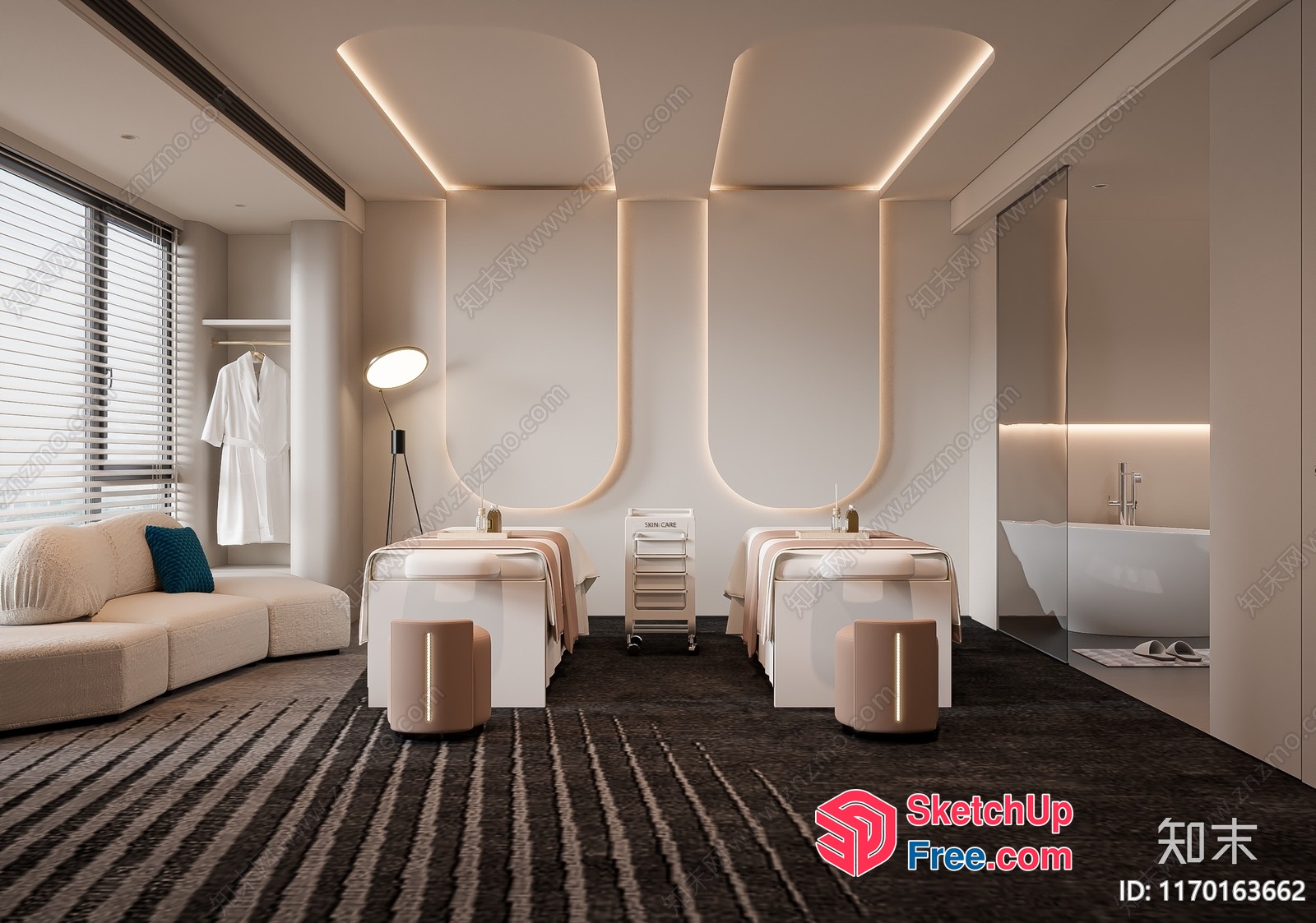 Modern Minimalist Spa Room Interior 3D SketchUp File