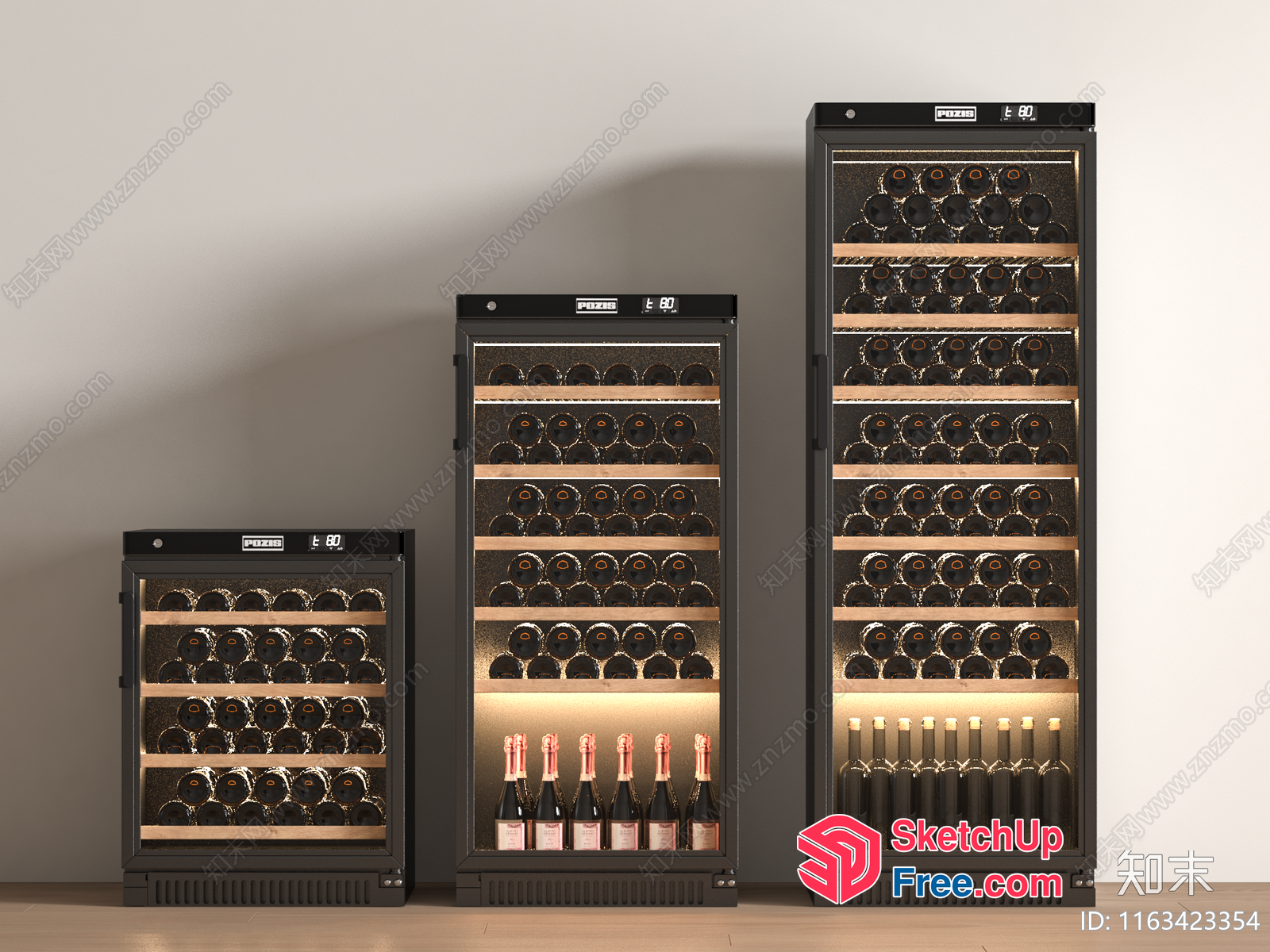 Wine Storage Cabinets With Modern Lighting 3D SketchUp File