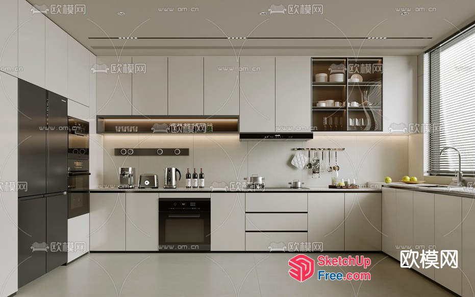 Modern Kitchen With Sleek Appliances And Neutral Tones 3D SketchUp File