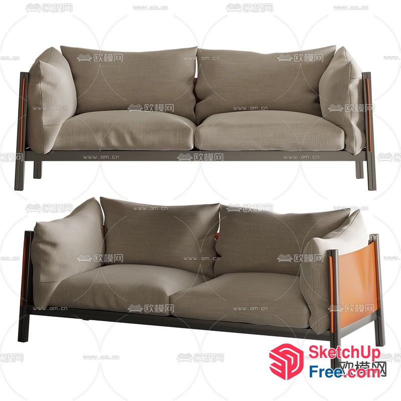 Minimalist Style Sofa With Pillows 3D SketchUp File