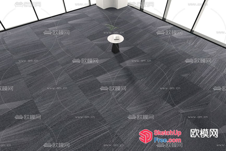 Modern Office Interior With Glass Curtain Wall 3D SketchUp File