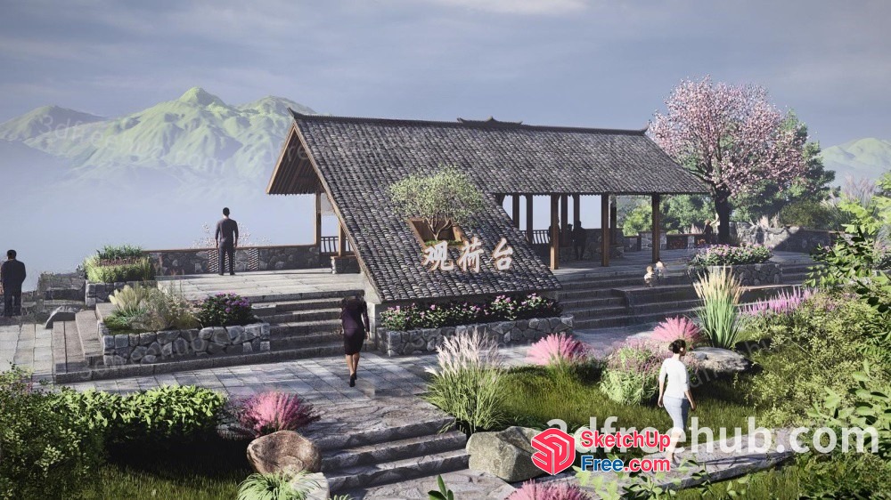 Serene Asian-Style Villa With Breathtaking Mountain View 3D SketchUp File