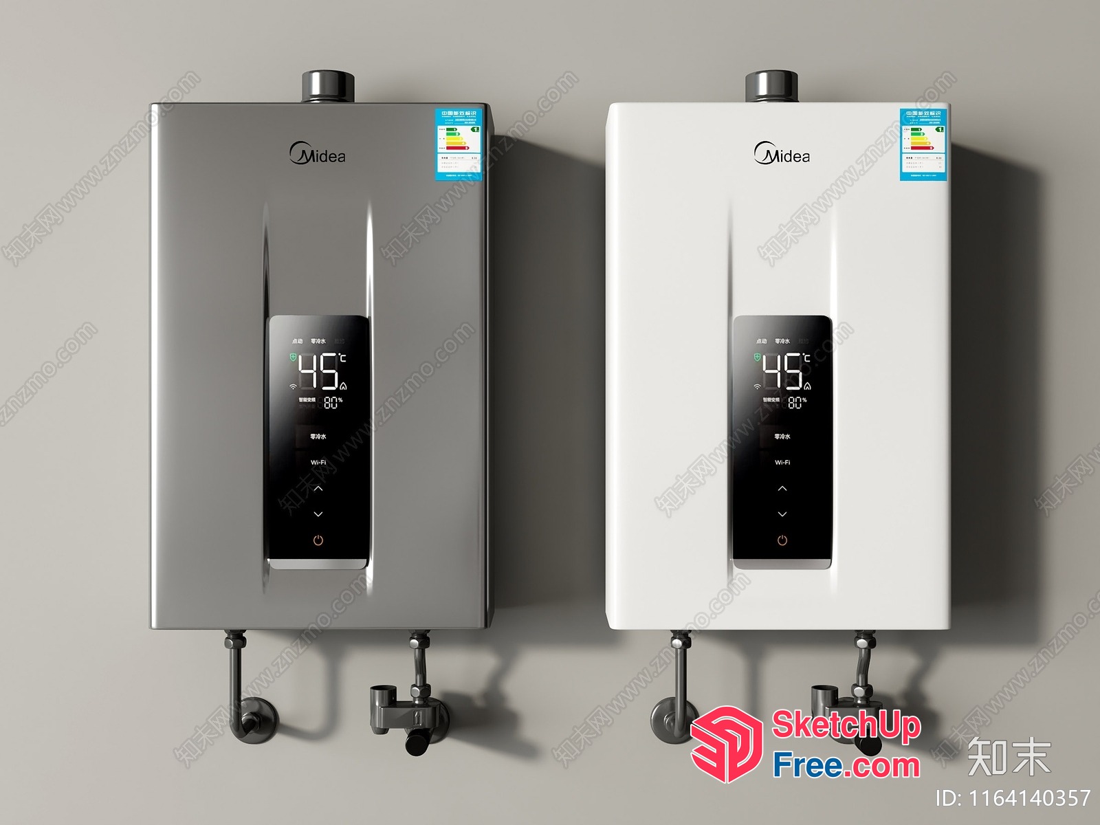 Two Midea Water Heaters 3D SketchUp File
