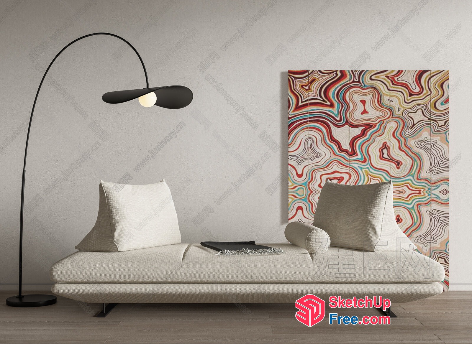 Minimalist Sofa And Pillows In A Modern Living Room 3D SketchUp File
