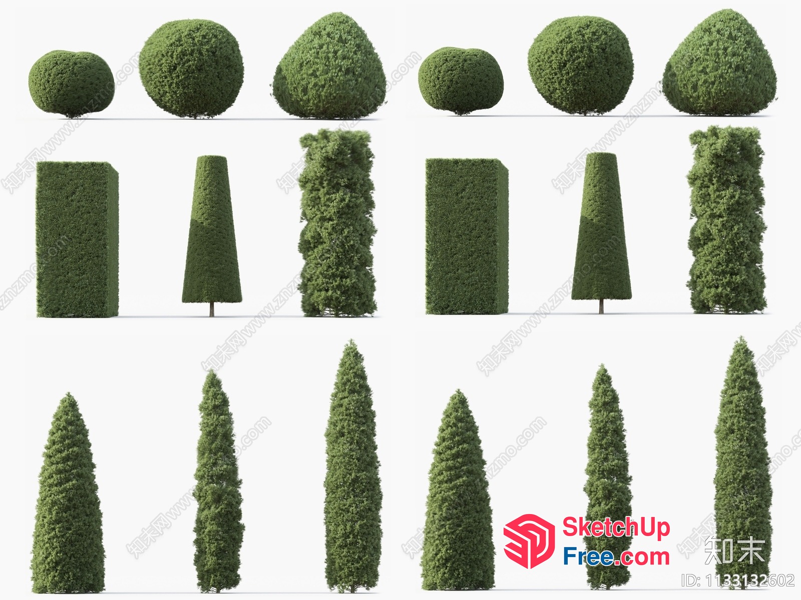 Various Shaped Green Trees 3D SketchUp File