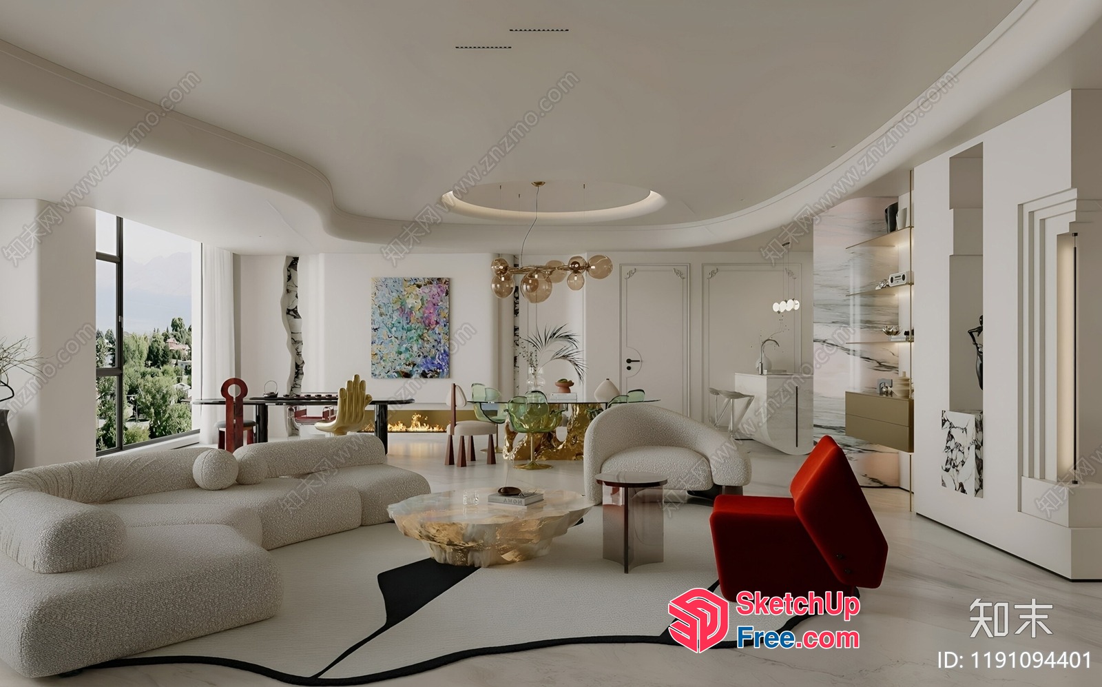 Modern Luxury Interior Design With Unique Furniture 3D SketchUp File