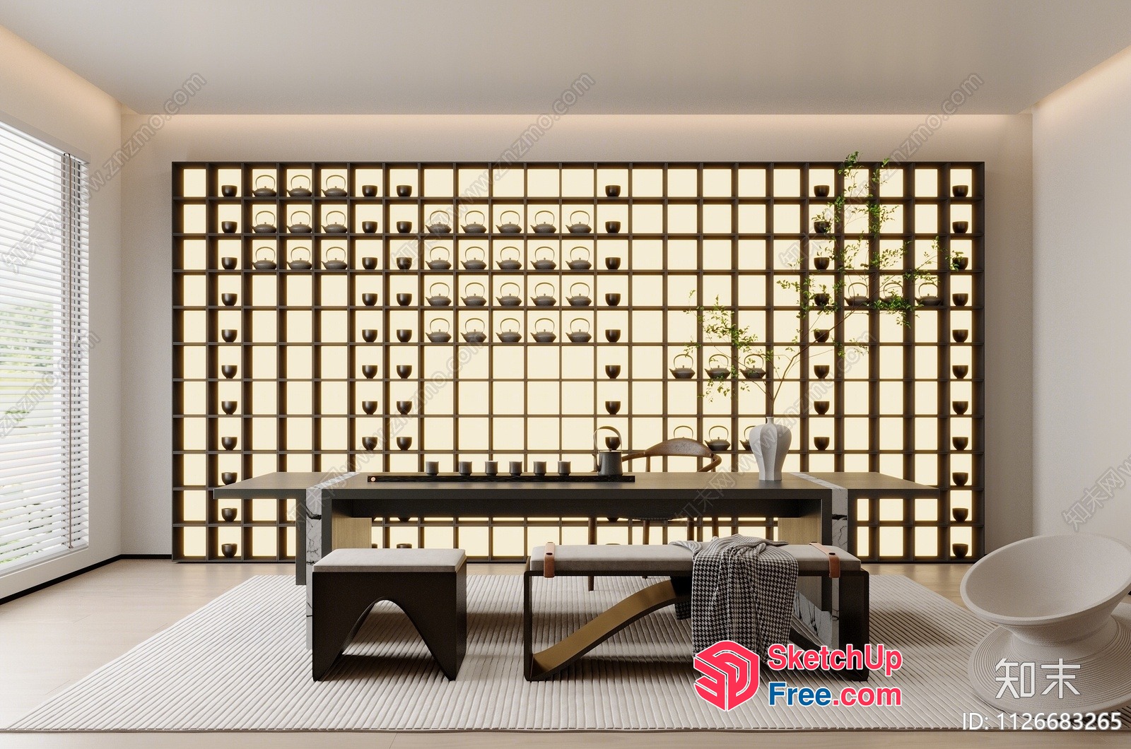 Modern Japanese-Inspired Interior 3D SketchUp File