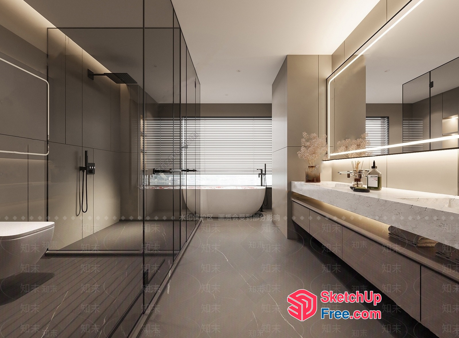 Modern Bathroom With Sleek Fixtures And Natural Light 3D SketchUp File