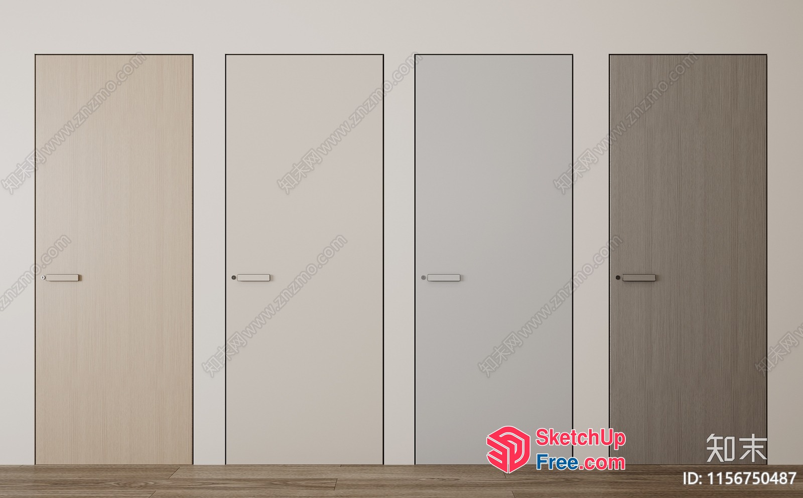 Four Doors In Neutral Colors 3D SketchUp File