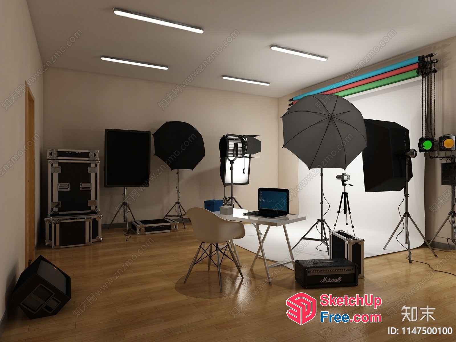 Photography Studio With Various Lighting Equipment 3D SketchUp File