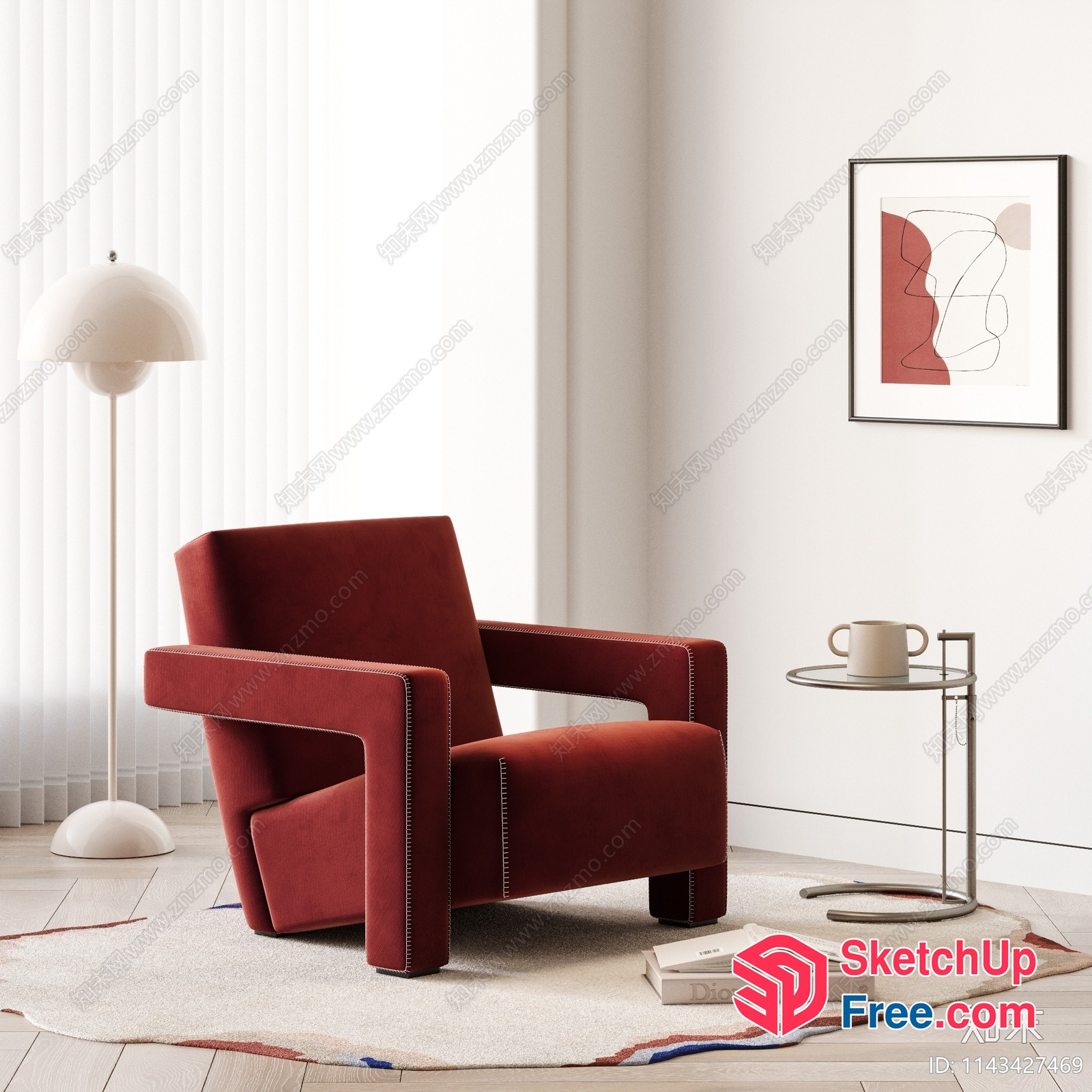 Modern Living Room With Minimalist Decor And Comfortable Seating 3D SketchUp File