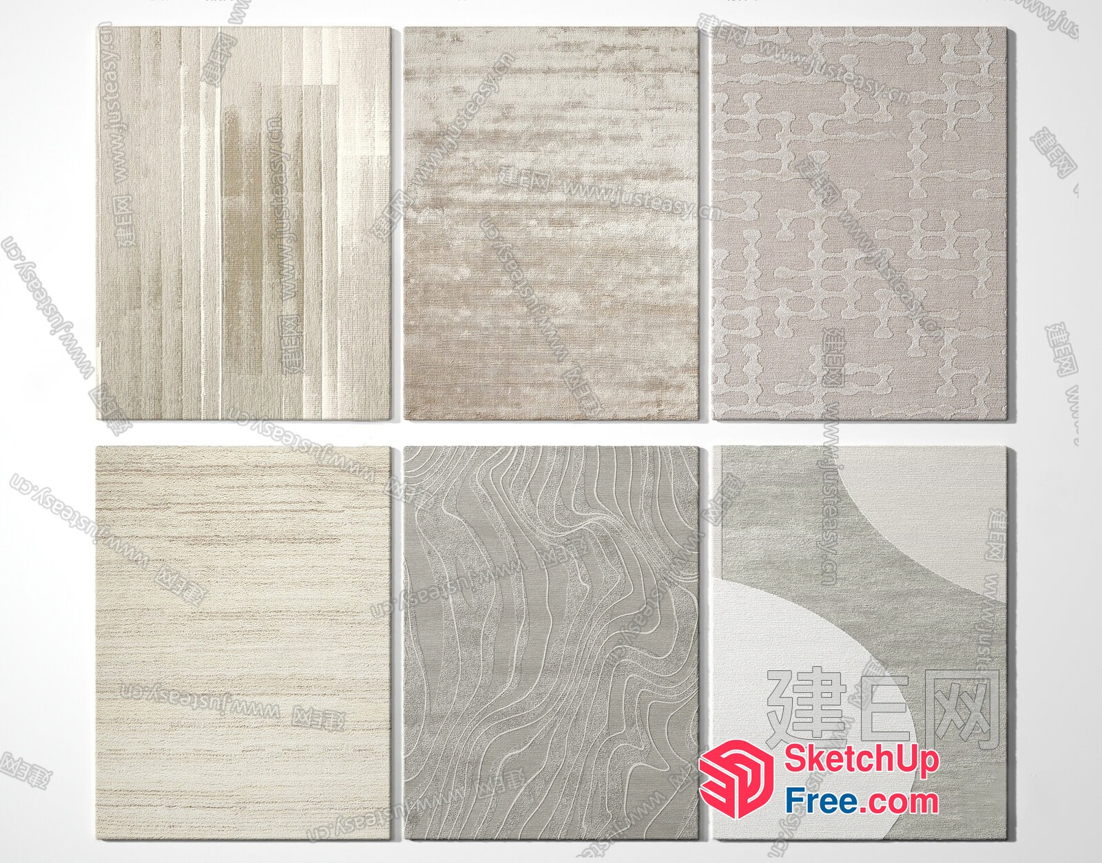 Six Different Wood Grain Patterns 3D SketchUp File
