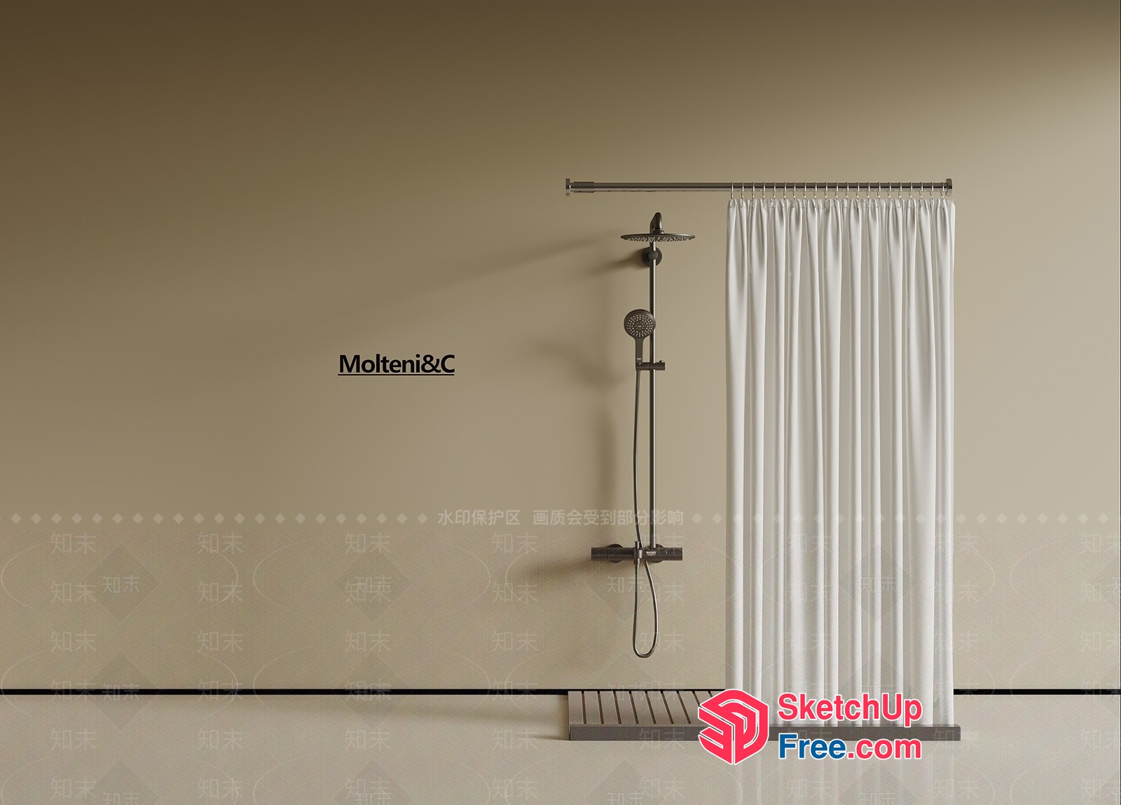 Shower Area With Molteni&C Branding 3D SketchUp File