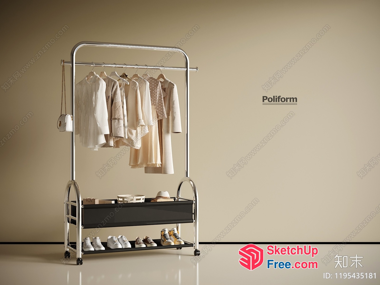 Poliform Wardrobe With Hanging And Shoe Storage 3D SketchUp File