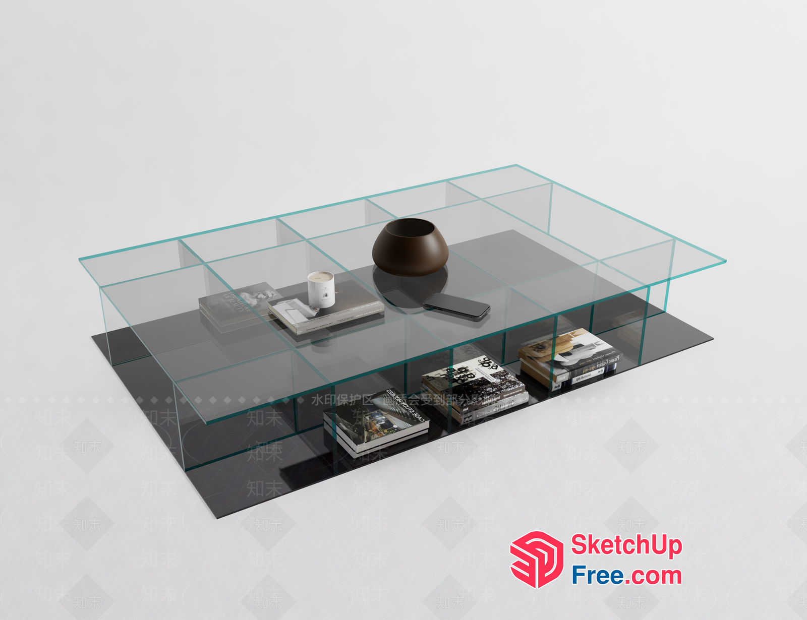 Modern Glass Coffee Table With Storage 3D SketchUp File