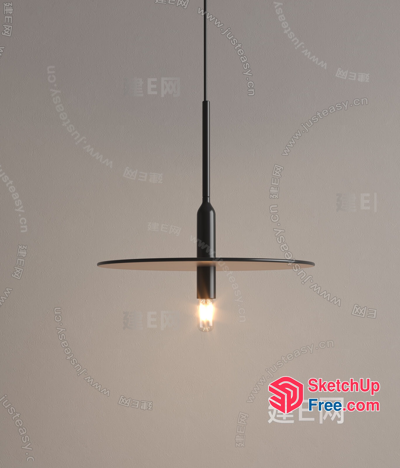 Minimalist Hanging Light Fixture With Glass Shade 3D SketchUp File