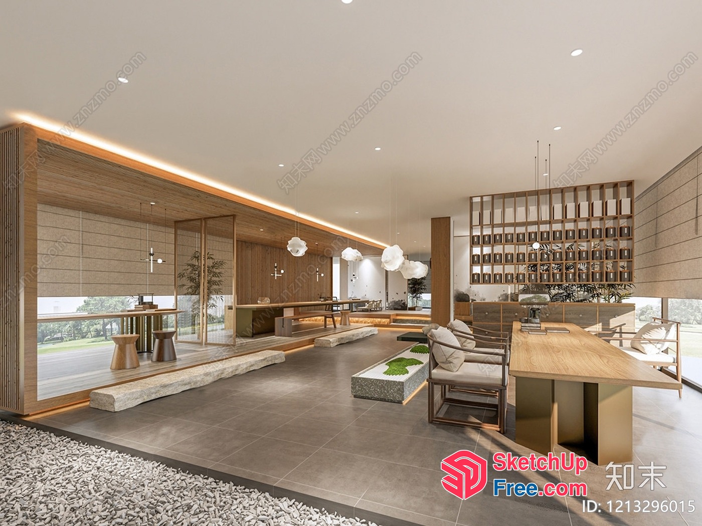 Modern Japanese-Inspired Living Room 3D SketchUp File