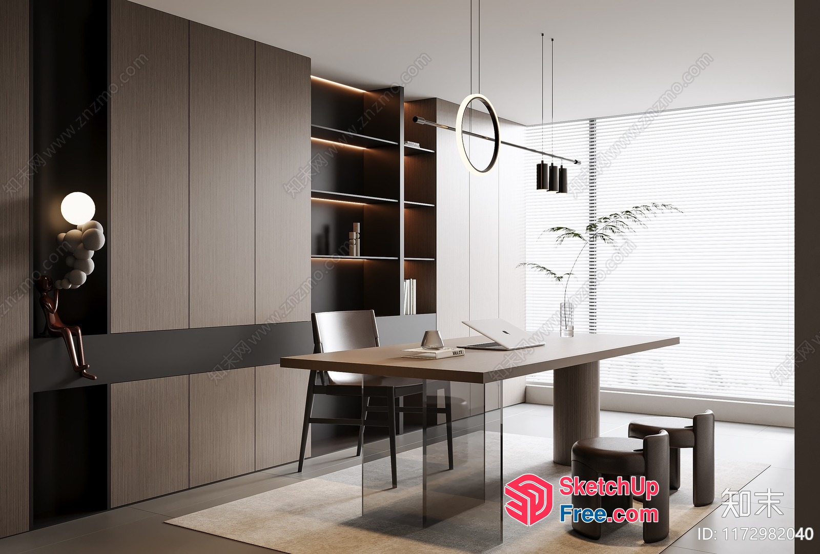 Minimalist Office Decor With Natural Light And Modern Furniture 3D SketchUp File