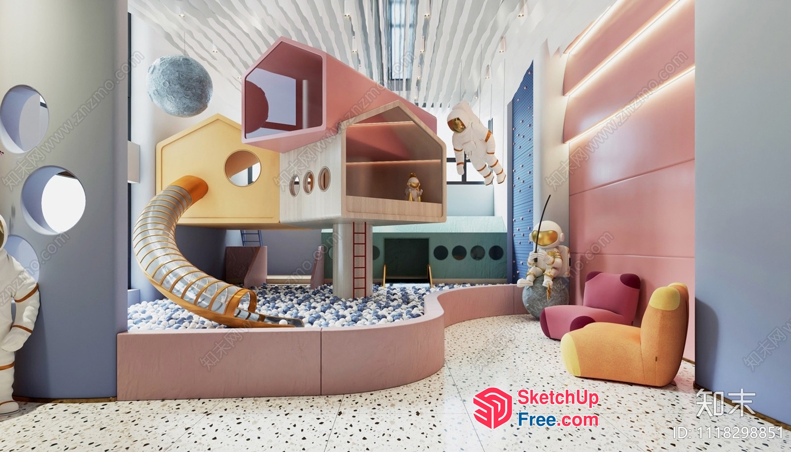 Futuristic Space-Themed Play Area For Children 3D SketchUp File