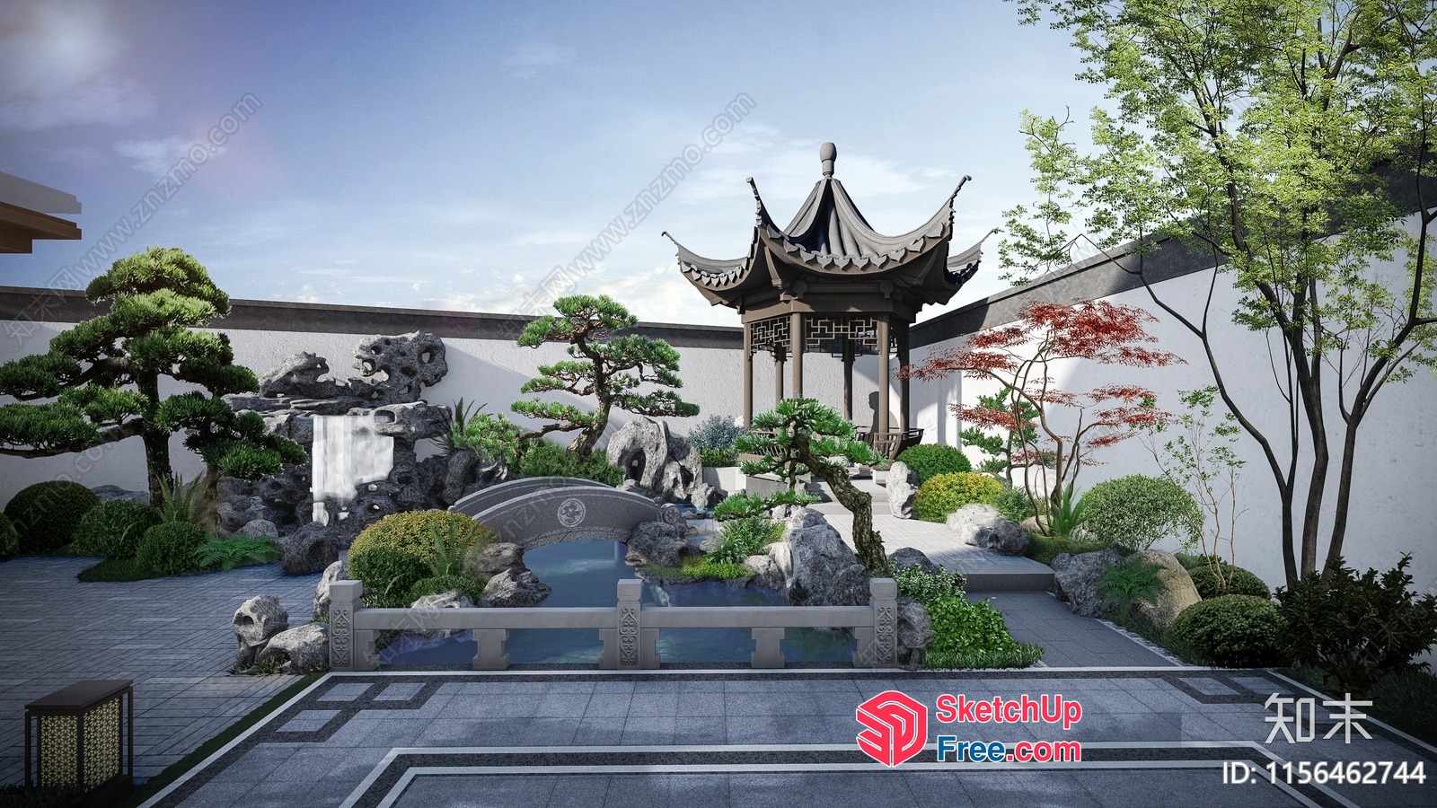 Asian-Inspired Garden Oasis 3D SketchUp File