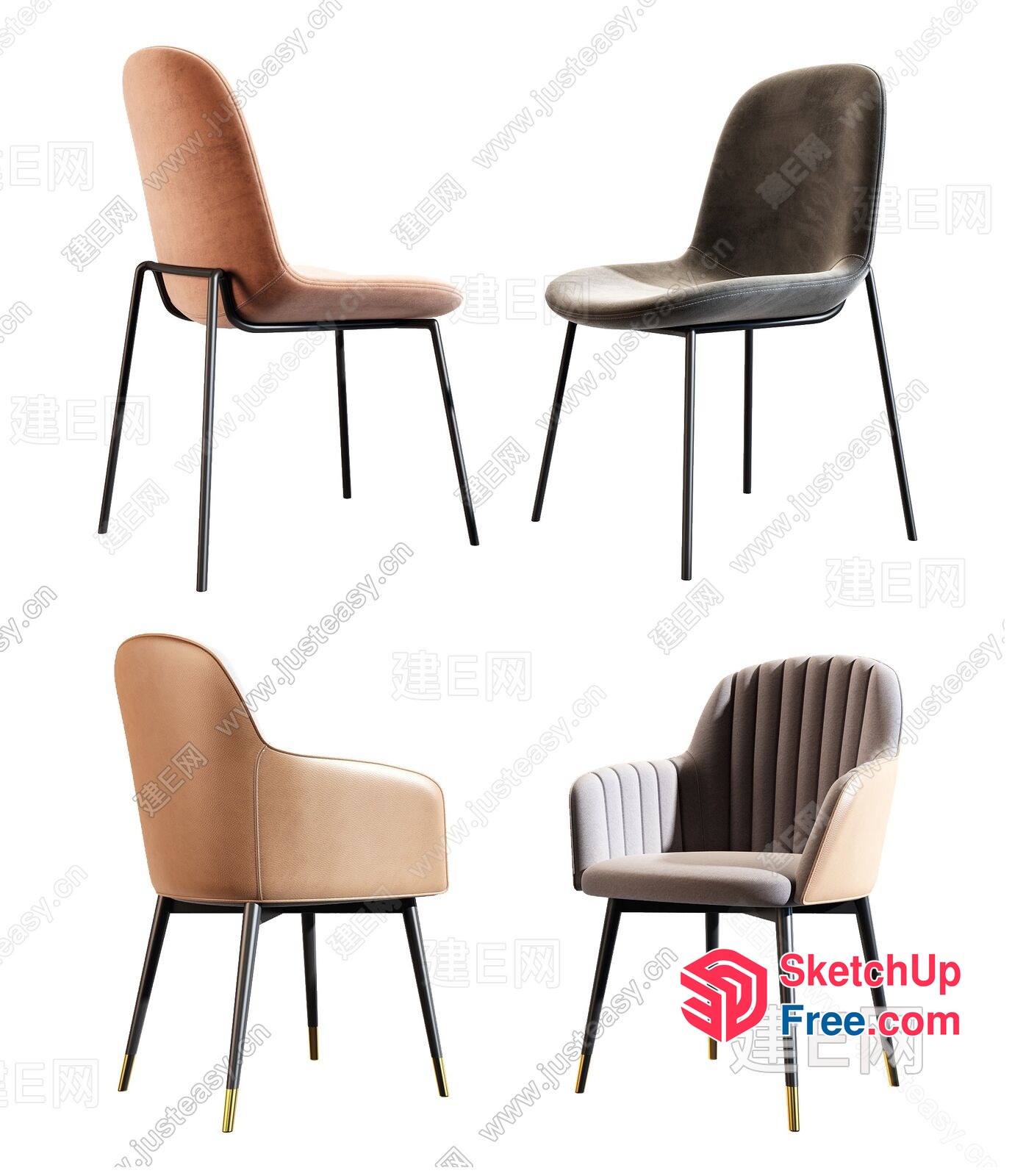 Modern Upholstered Chairs Collection 3D SketchUp File