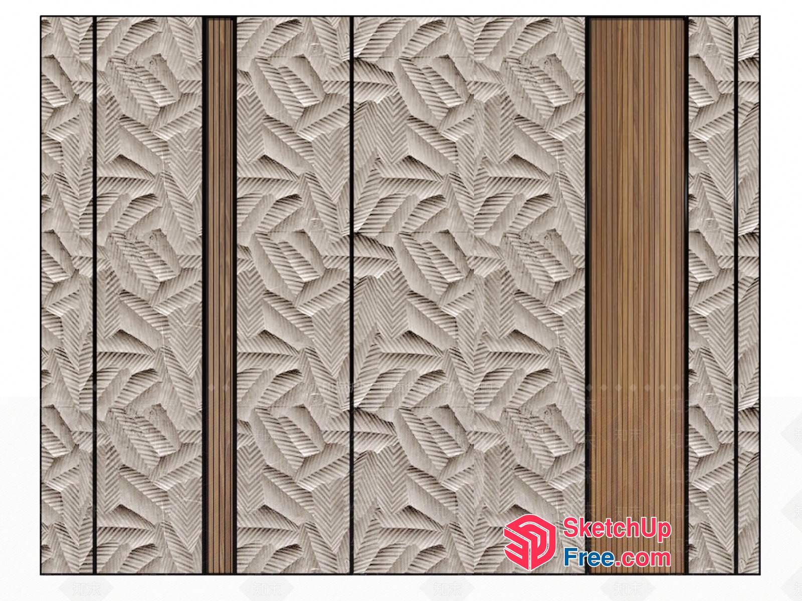 Textured Leaf Patterned Wall Paneling 3D SketchUp File