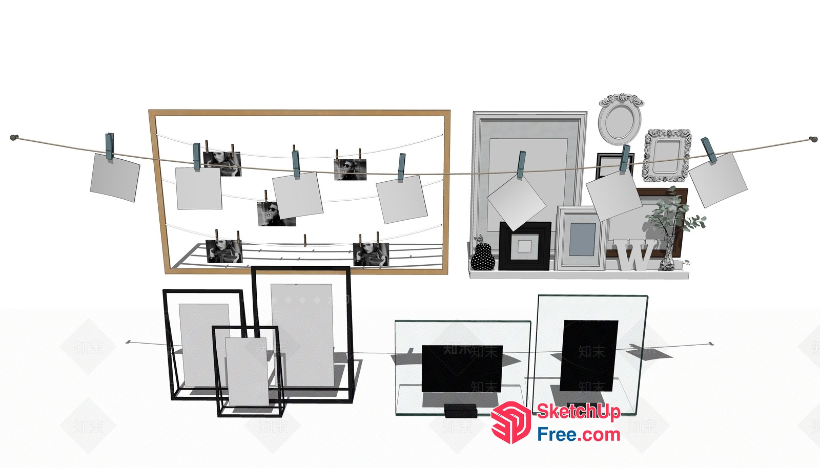 Elegant Black And White Picture Frames Collection 3D SketchUp File