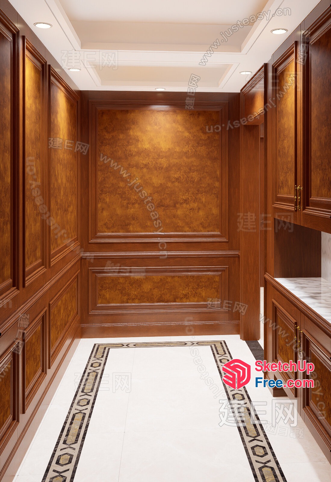 Ornate Wood Paneling And Moulding Design 3D SketchUp File