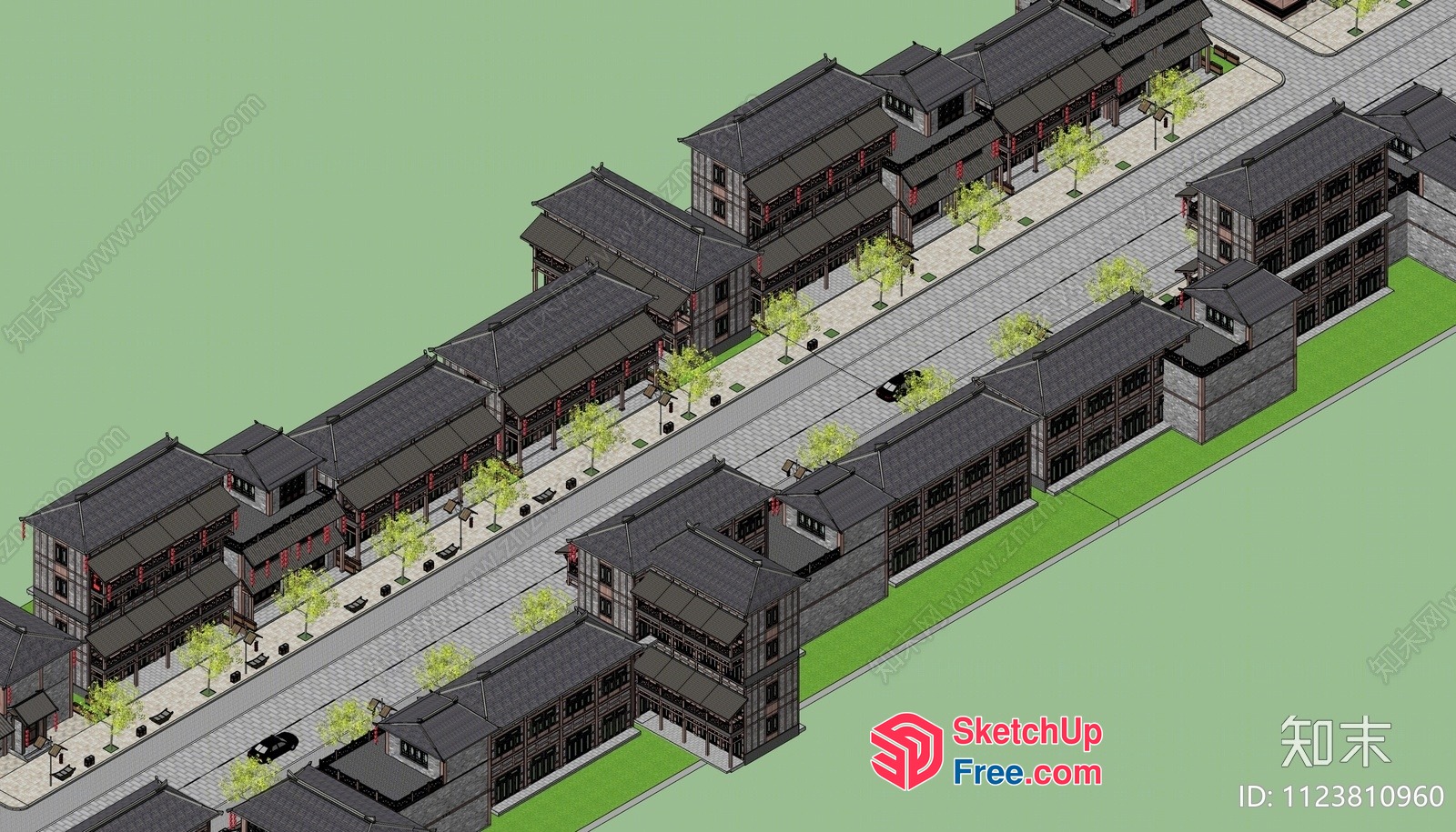 Traditional Chinese Village Street 3D SketchUp File
