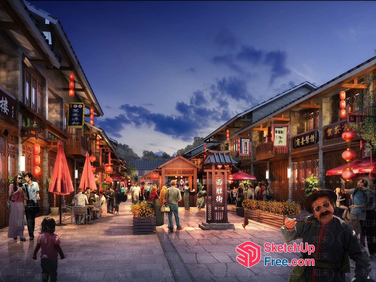 Traditional Chinese Street Market 3D SketchUp File