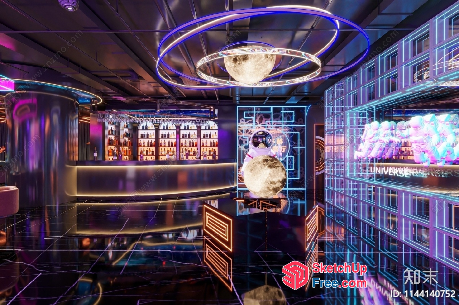 Futuristic Space-Themed Bar And Lounge 3D SketchUp File