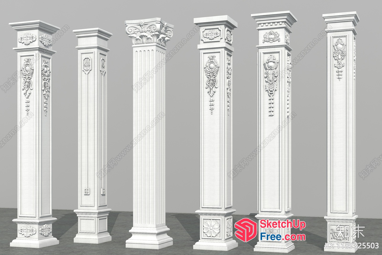 Ornate Pillars With Carved Decorations 3D SketchUp File