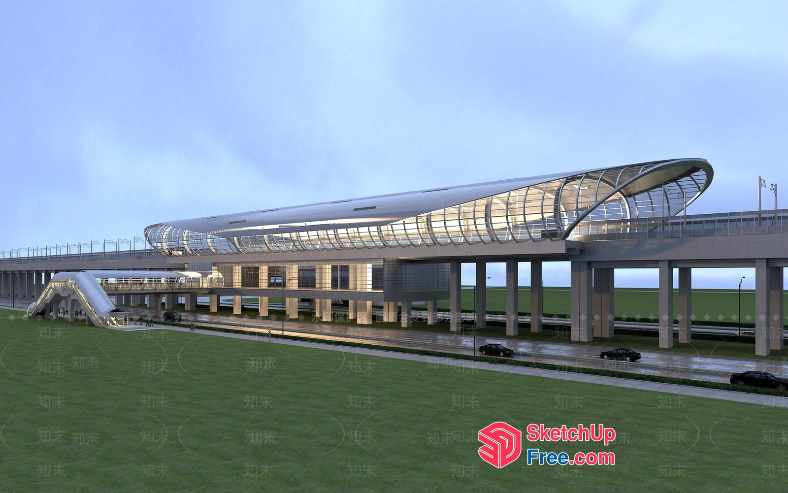 Modern Glass And Metal Building Exterior 3D SketchUp File
