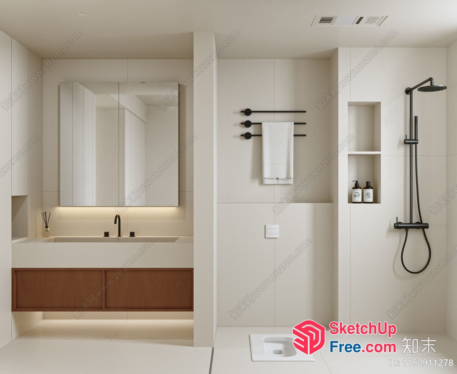 Minimalist Bathroom Decor With White And Brown Accents 3D SketchUp File