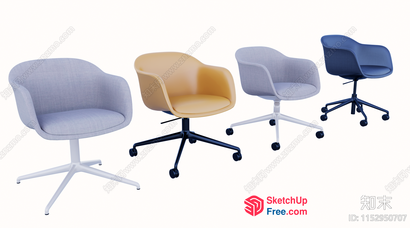 Modern Office Chairs With Wheels 3D SketchUp File